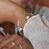 Exquisite 18K Gold Plated Double Flower Bracelet for Women Grils Minimalist Adjustable Stainless Steel Chain Link Bracelets Gift