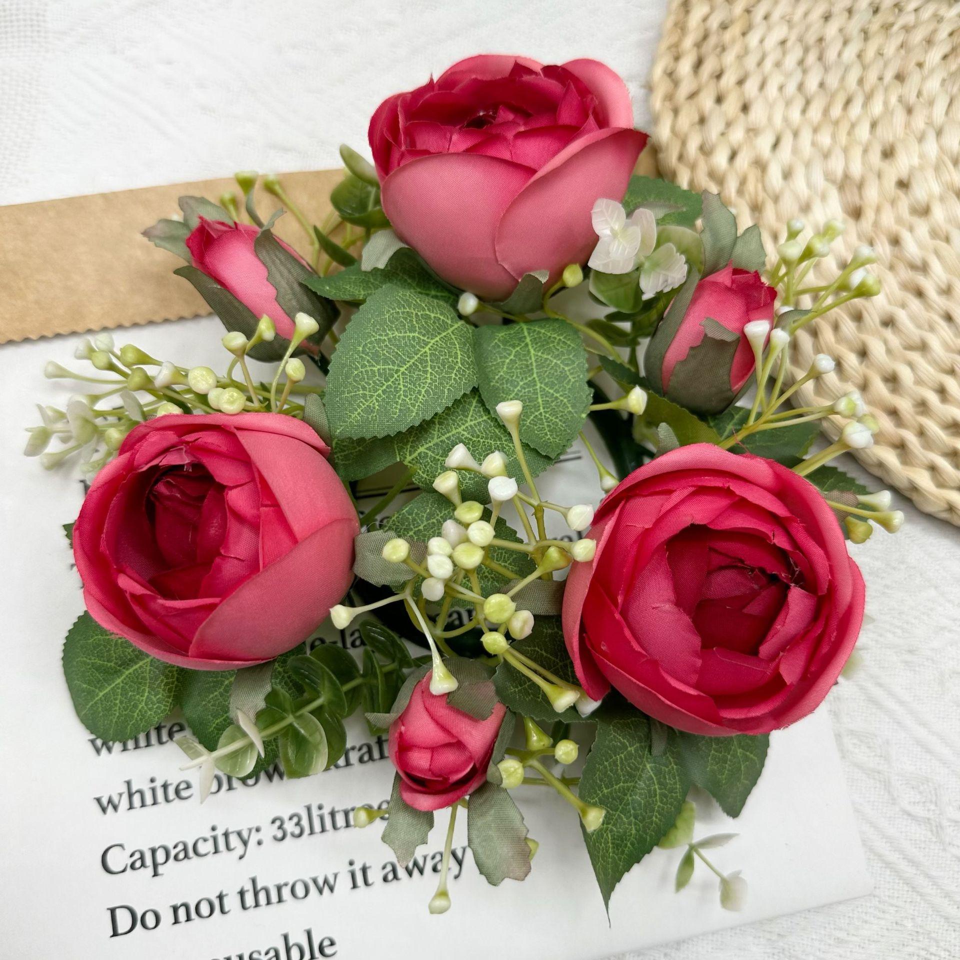 

Simulation Dew Lotus Candlestick Wreath, European Holiday Table Candle Cup Decorative Ring Simulation Candlestick Wreath рожевий червоний колір