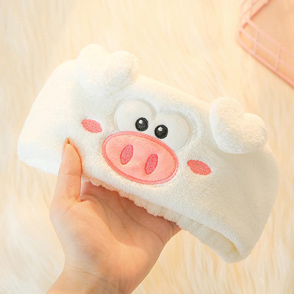 Elastic Women Shower Hairband Face Washing Headband Cute Piggy Plush Face Wash Hairband Home Makeup Headband