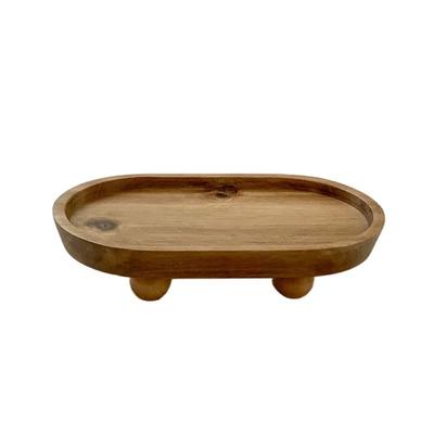 Bordsartiklar Elegant Trä Oval Bricka Bekväm Hållbar Maträtter Multifunktionell Middagstallrik Dessert