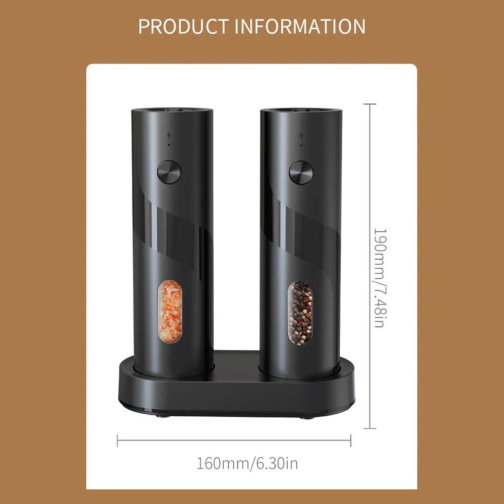 2Pcs/Set Automatic Automatic Salt And Pepper Mill Electric Pepper Mill Set for Kitchen