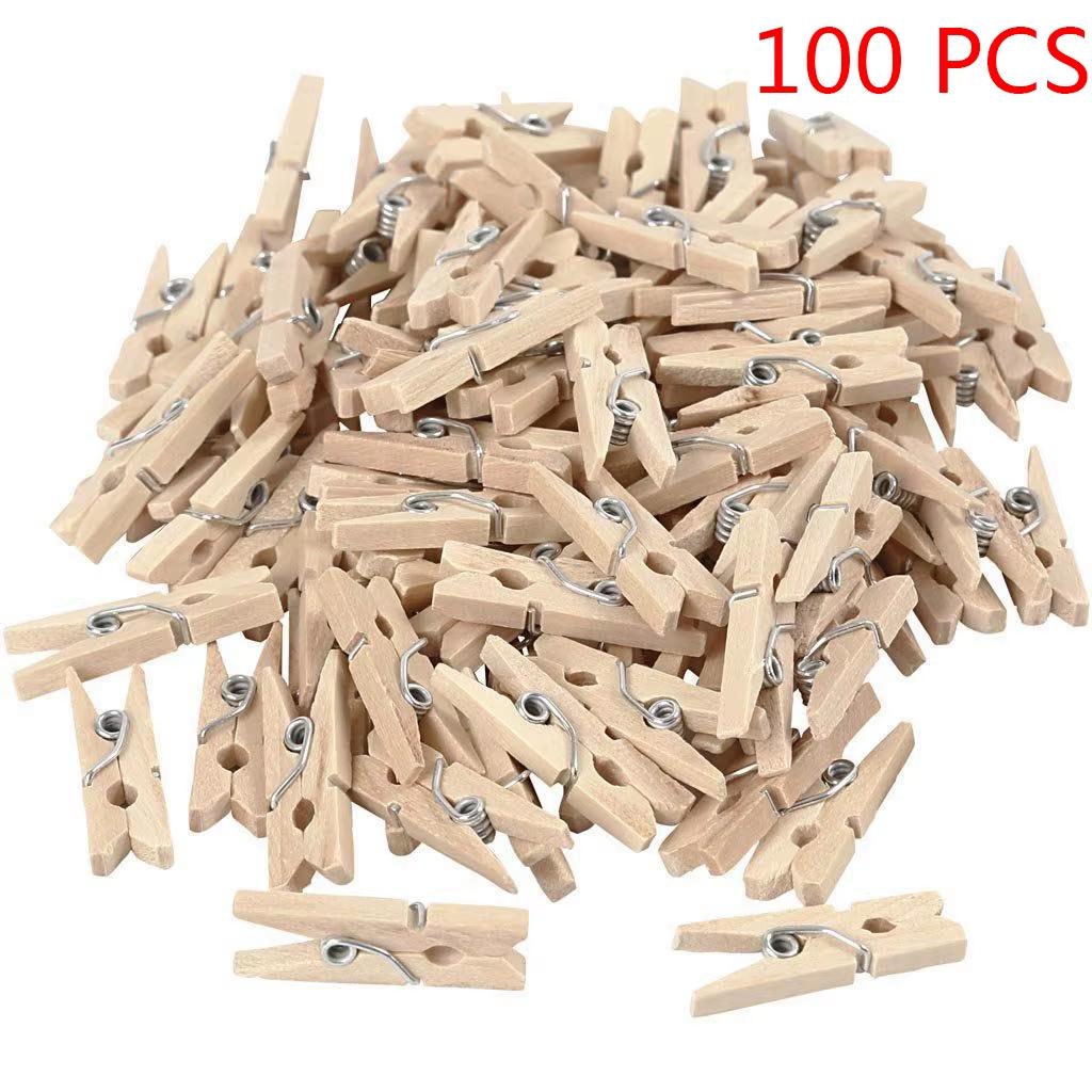 Hot! 50/100/200PCS Mini Wooden Clips Handmade Craft Decorative Photo Clips Clothespin Craft Decoration Home Office Clips 2.5CM