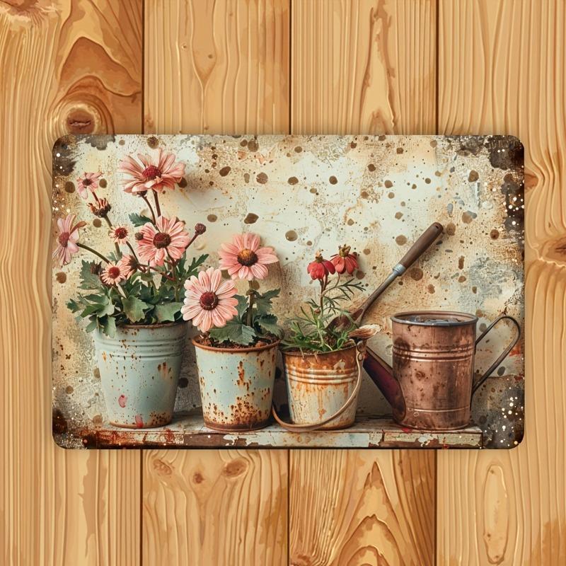 

Vintage Floral Metal Tin Sign Outdoor Wall Decor for Home Bedroom Restaurant Bar Cafe SchoolLibrary Metal Wall Art Decor 20x30cm（7.8x11.8inch）
