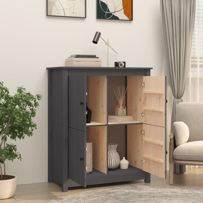 821509 vidaXL Buffet Gris 83x41,5x100 cm Bois massif de pin
