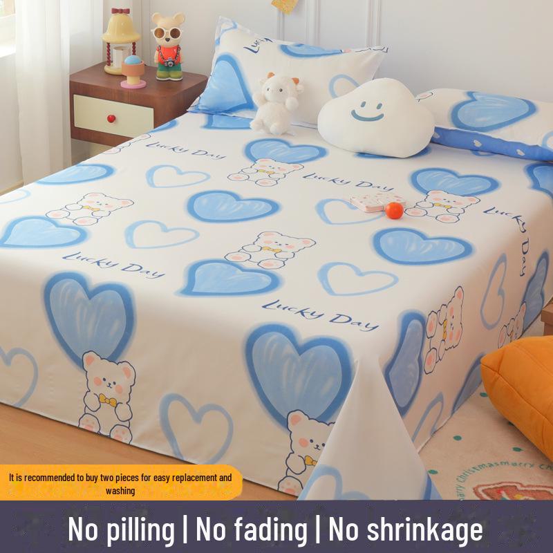 Winter Single Bed Sheet and Quilt Cover Set - 1.5m, Washed Cotton, Includes Pillowcase, Dormitory Style