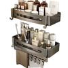 Aluminum Bathroom Storage Rack With Hooks For Shower And Toilet Organizer