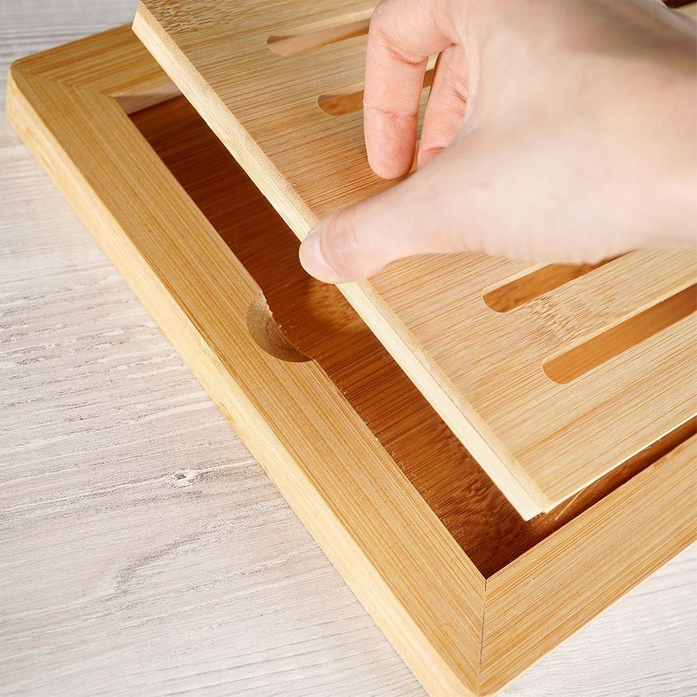 Bamboo Wooden Openwork Bread Cutting Board for Crumbs