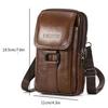 Portable Men Messenger Bags Cowhide Leather Cell Phone Belt Pack Fashion Simple Multi-pockets Casual for Outdoor Sport