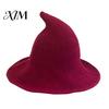 Vintage Pointed Witch Hat Women Hat, Foldable Wide Brim Knitted Cap, Halloween Cosplay for Autumn Winter, Themed Party Costume Accessory Sun