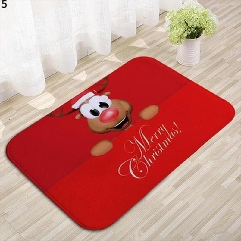 Christmas New Year Festive Santa Claus Elk Floor Mat Bedroom Bathroom Home Absorbent Non-slip Floor Mat