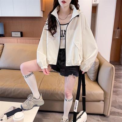 Short Hooded Work Jacket Women's Spring Autumn Windbreaker Loose Fashionable Casual Outdoor Charge