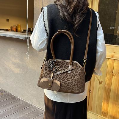 Grote handtas met luipaardprint, nieuwe dames schoudertas voor de herfst, messenger tas met premium textuur