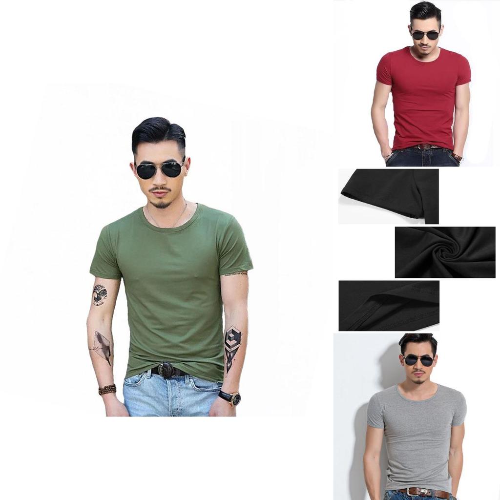 Men's Summer Casual Fashion Solid Color O-neck T-shirt With Short Sleeves