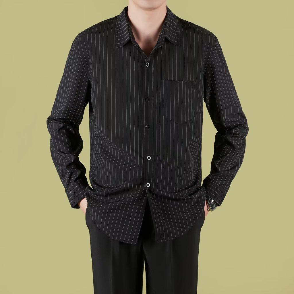 Striped Shirt Men's Long-sleeved Spring and Summer Thin Light Mature Style Handsome Casual Business Ironing Shirt