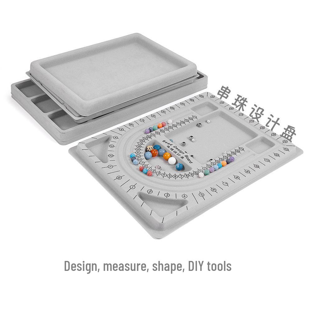 Placă de design bijuterii DIY: Tavă pentru înșirat coliere și mărgelit cu scală de măsurare pentru 108 mărgele