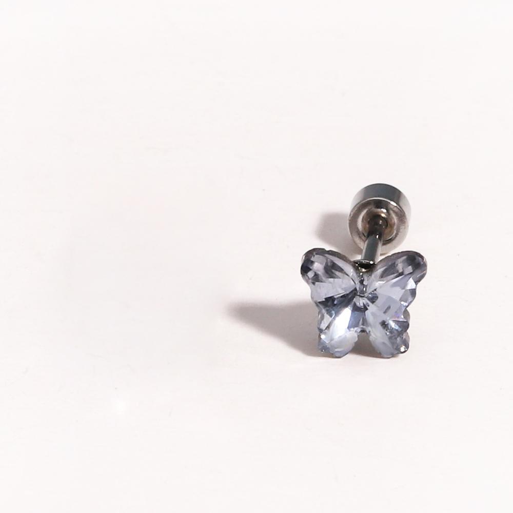 1pcs Shiny Butterfly Crystal Zircon Titanium Steel Ear Bone Nail Earrings for Women Cute Sweet Small Piercing Body Jewelry