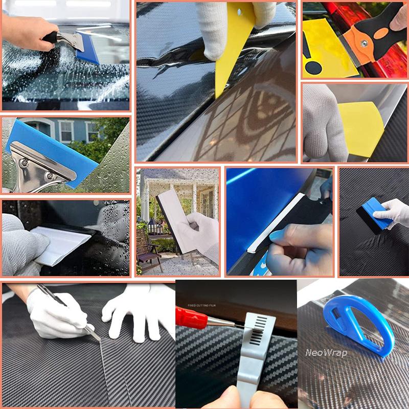 Vinyl Wraps Applicator Tool Kit Window Tint Film Rubber Squeegee Car Wrapping Tools Felt Squeegees Plastic Scraper Wrap Knife