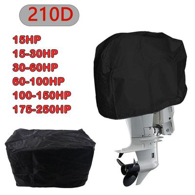 15-250HP Motor fueraborda completo cubierta de barco negro 210D Oxford impermeable Anti-arañazos Protector de Motor fueraborda resistente