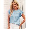 2026 Women's Summer New Trendy Versatile Printed Ruffle Sleeve Wave Collar Women's Top