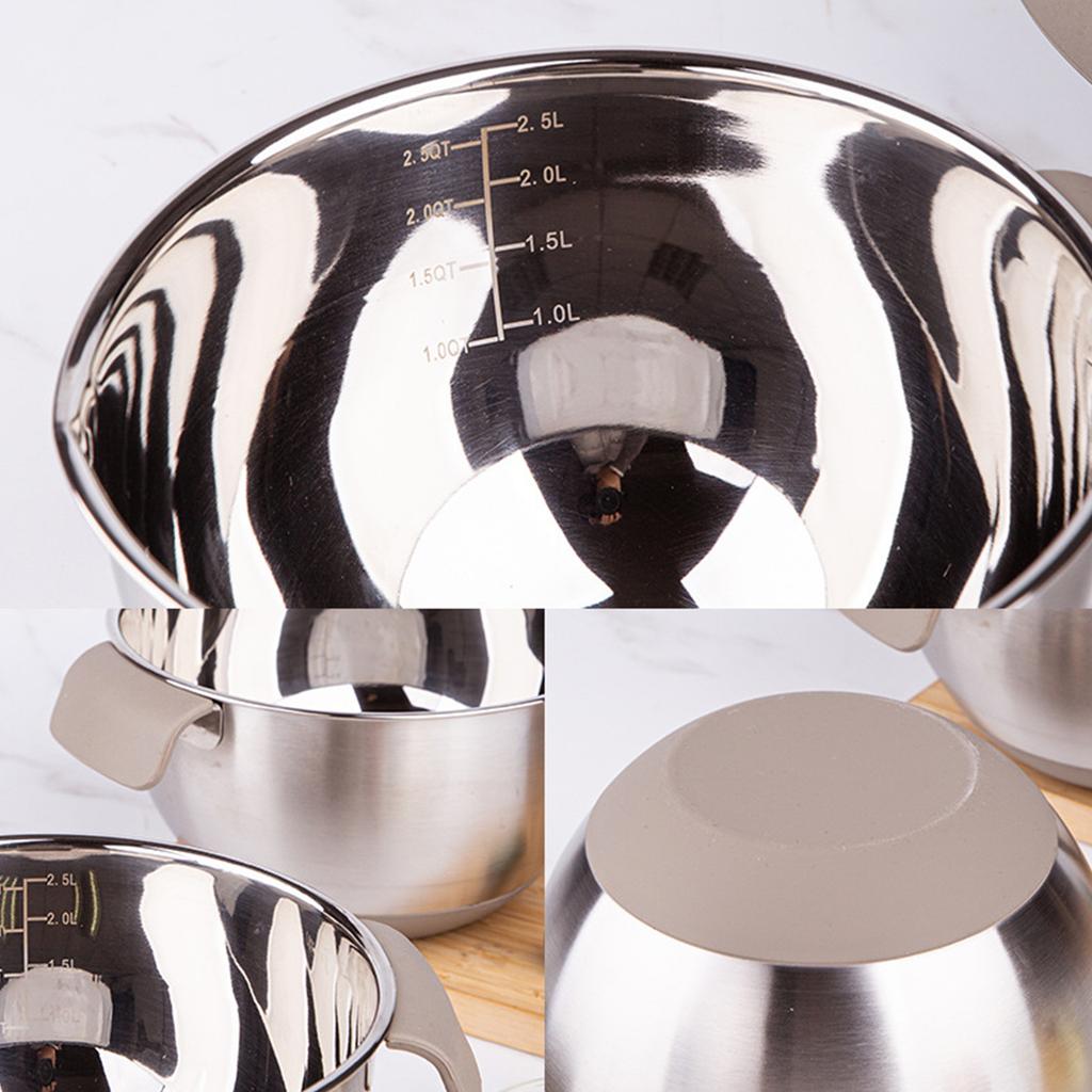 Heavy Duty Stainless Steel Mixing Bowl With Ergonomic Handle Dishwasher Safe Basin For Whipping Baking And Storage