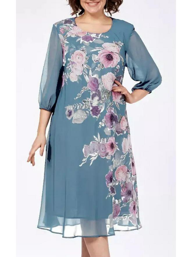 European & American Chic Short Sleeve Patchwork Chiffon Dress