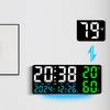 Large Digital Wall Clock with Atmosphere Lights Remote Control Temp Humidity Display LED Table Clock Multifunctional Alarm Clock