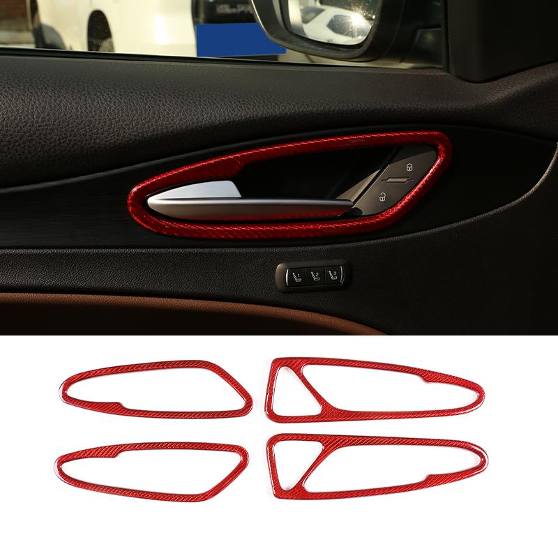 

Real Carbon Fiber Car Inner Door Handle Frame Decoration Cover Trim Stickers For Alfa Romeo Stelvio 2017-2020 Car Accessories