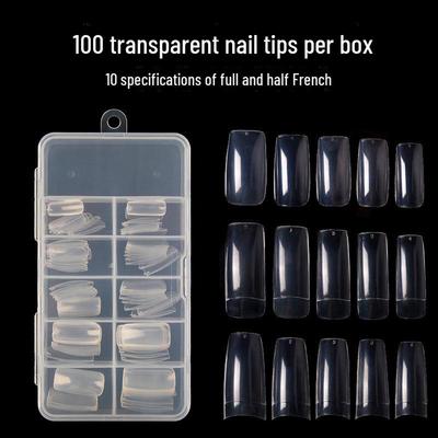 Unghii False Transparente Stil Coreean, Aplicare Completă/Parțială, Finisaj Cristal, Set 100 Bucăți