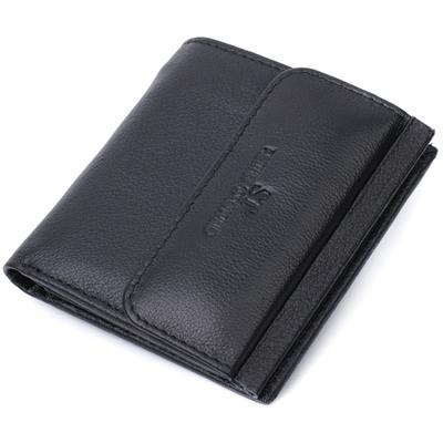Medium Size Women's Wallet with Coin Holder On the Outside Made of Genuine Leather ST Leather 22719 Black