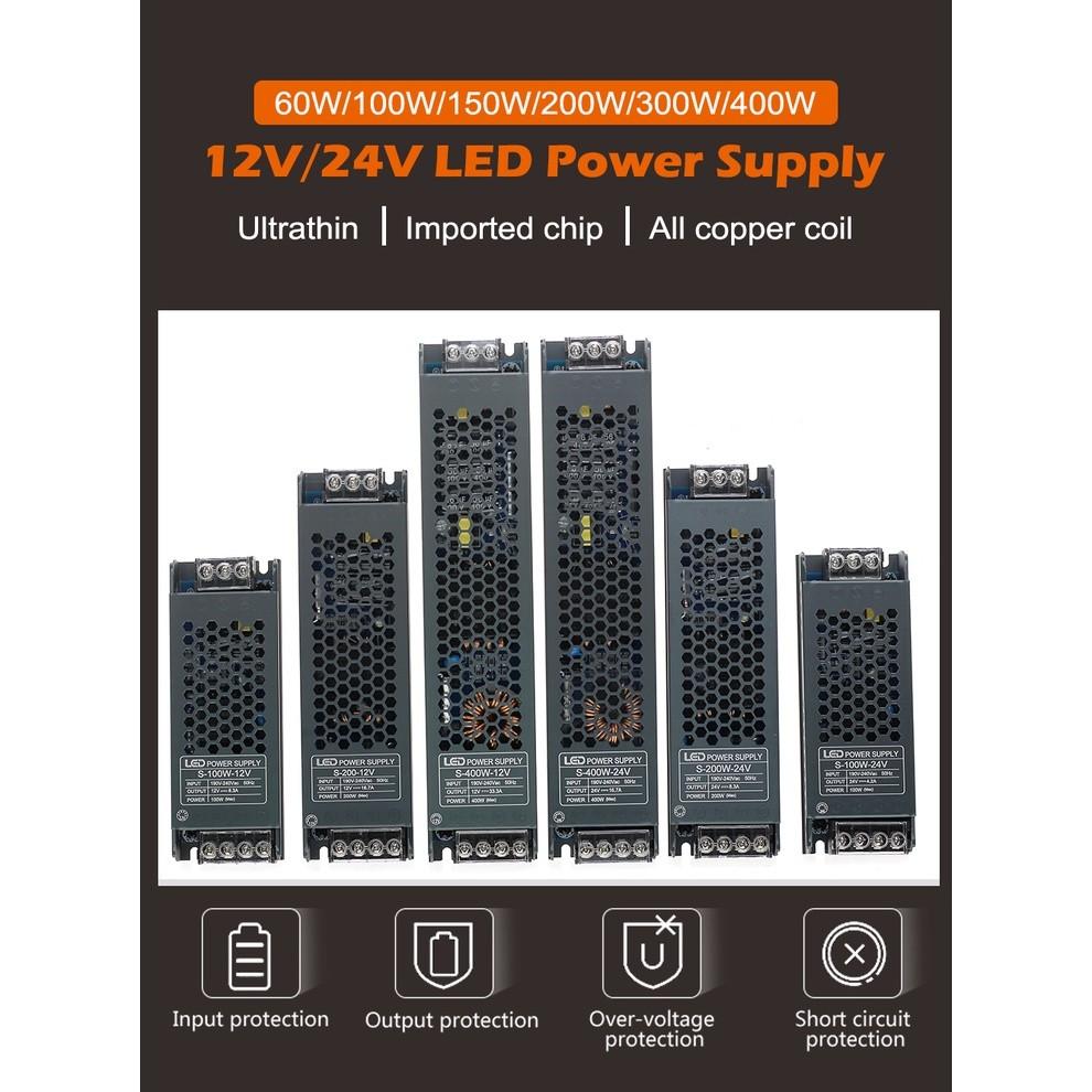 Upgrade Aluminium Alloy LED Driver Household 12V/24V Power Supply Portable Light Transformers for LED Light Strip