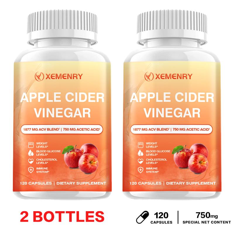 Premium apple cider vinegar capsules, each containing 1877 mg, gentle and easily absorbed, suitable for both men and women.