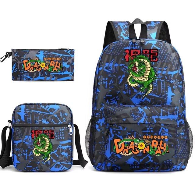 Dragon Ball Z Printed Backpack Set 3-Piece Casual School Bag For Boys And Girls Youth With Pencil Case Shoulder Bag
