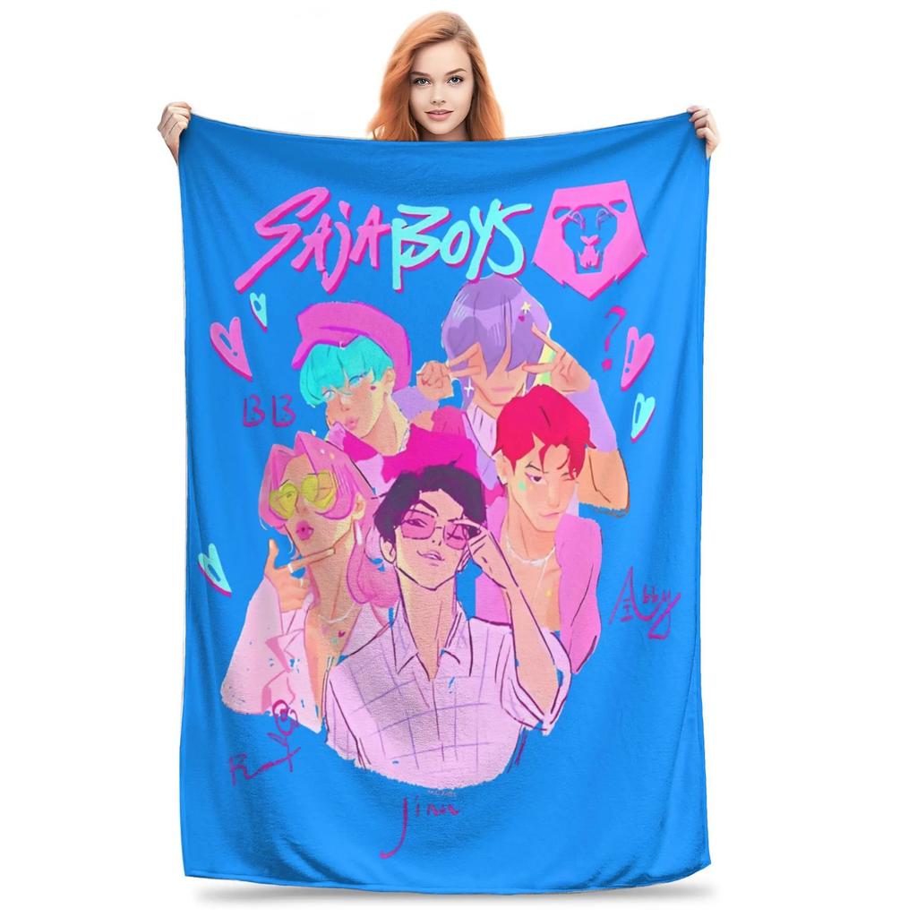 K-Pop D-emon H-unters Anime flannel blanket, soft and comfortable, suitable for home travel party gifts