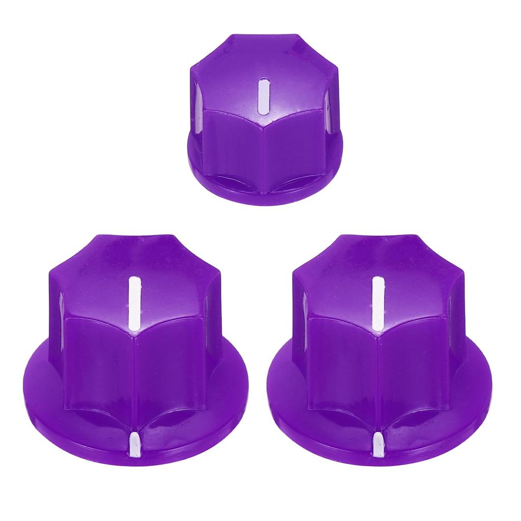 uxcell Guitar Effects Pedal Knob Set Plastic Brass Volume Control Knobs for Electric Purple Color (5/8" & 13/32") + Guitars/Basses,