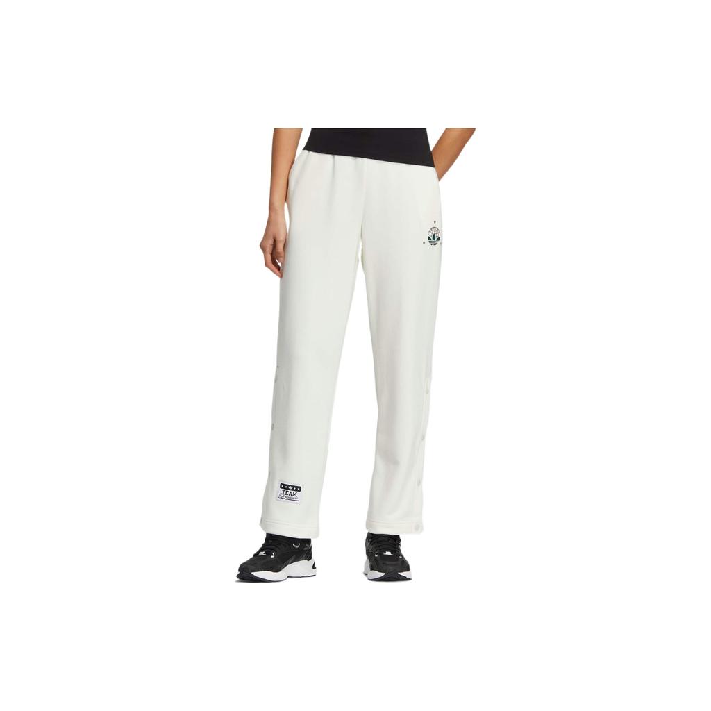 Adidas Originals Solid Color Printed Logo Straight Leg Elastic Waist Sports Pants Women Pants White HS9497