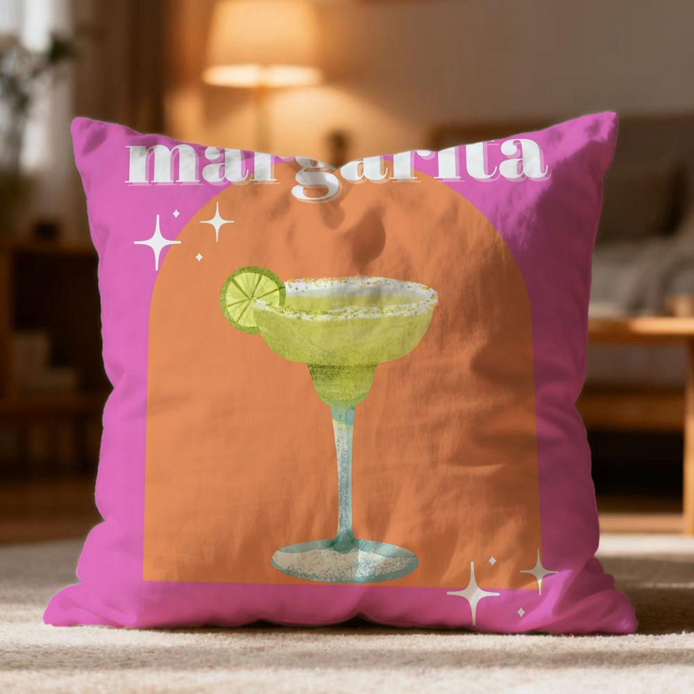 Hot M-Mmargarita Cocktail Arted Cushion Cover Soft Washable Pillow Case Multi-Scene For Couch Bed Travel Office Use
