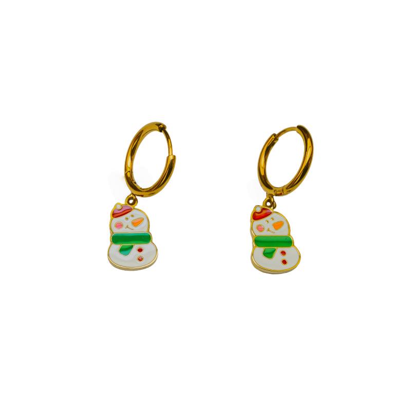 New Fashion Christmas Earrings: Creative Snowman & Tree Design In Stainless Steel