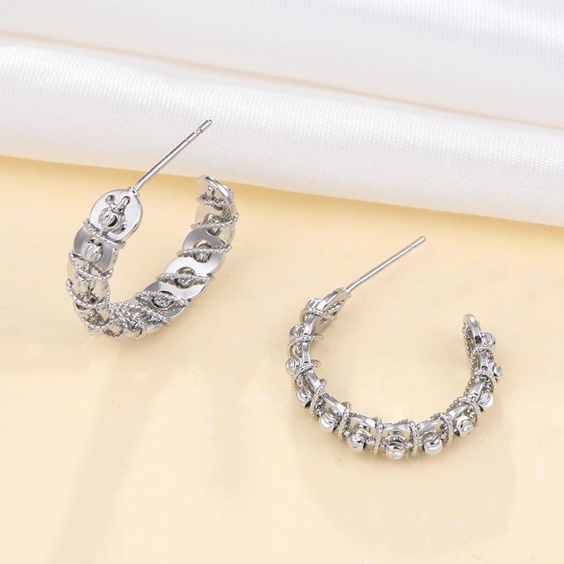 Huazi Style Zircon Stud Earrings for Women - Gold-Plated, Non-Fading Luxury Jewelry