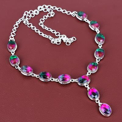 Faceted Multi Tourmaline Necklace 925 Sterling Silver Necklace Top Quality Gemstone Jewelry Adjustable Chain Handmade Necklace Gifts for Mom