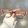 Personalized Cat Eye Clear Splicing Color Glasses Retro Color Block Fashion Decorative Glasses Computer Spectacles for Women
