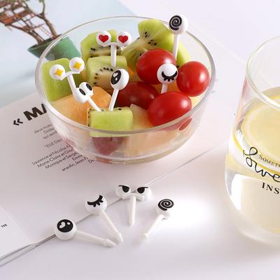 10Pcs/Box Eye Fruit Fork Food Grade Plastic Mini Cartoon Kids Cake Fruit Toothpick Bento Lunch Bento Accessories Party Decor