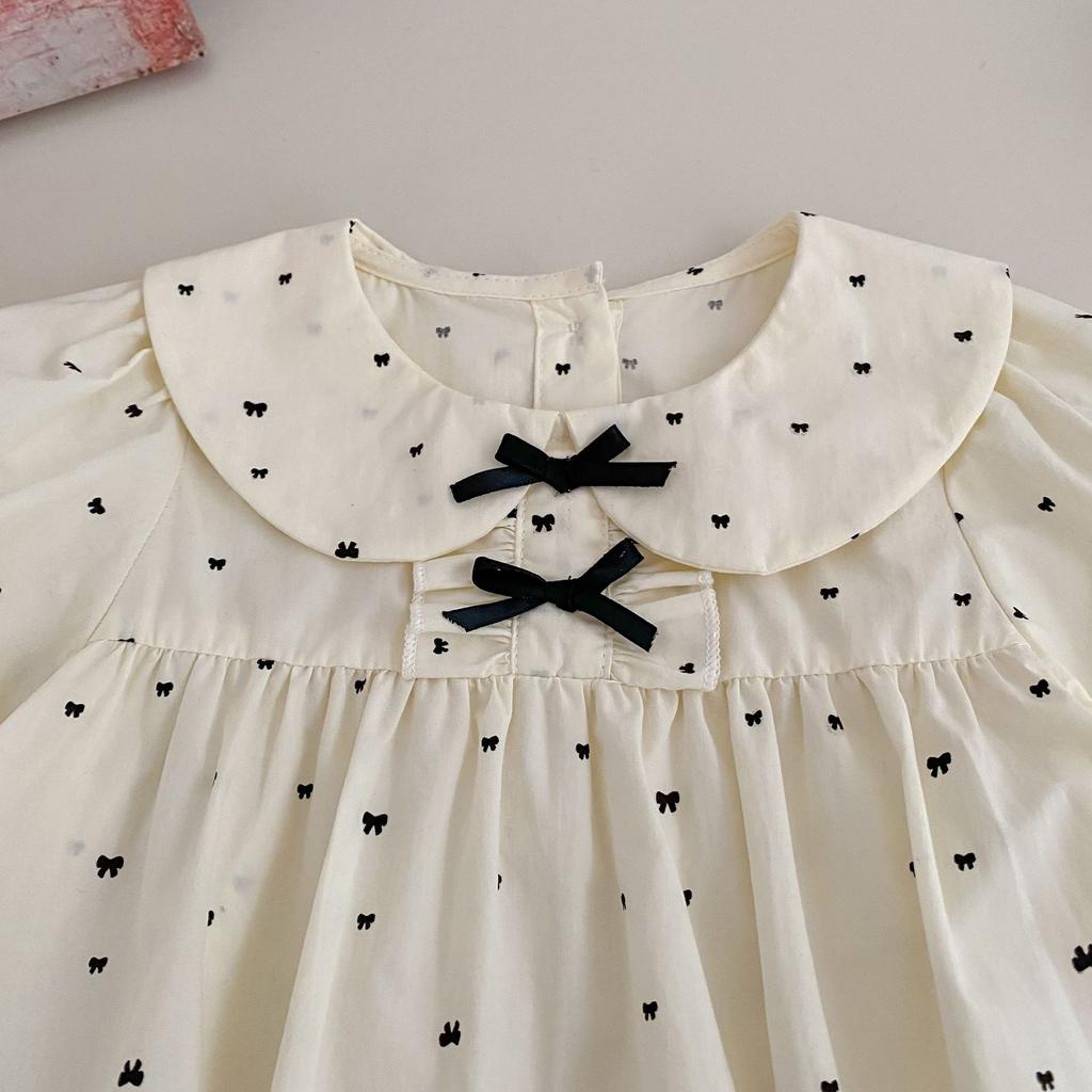Spring Baby Girl Long Sleeve Bow Tie Bodysuit Stylish Outdoor Romper Onesie