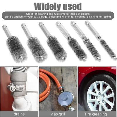 Fashion 6PCS Hexagonal Handle Gun Brush Pipe Dredging Cleaning Wire Metal Fireplace Cleaner Washing Polishing Tools