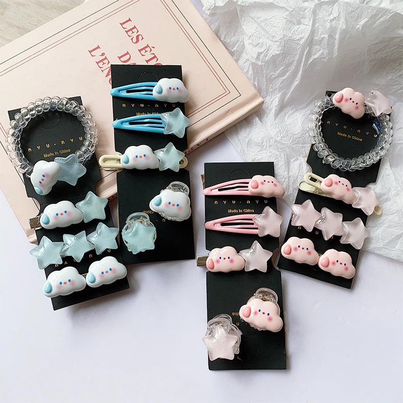 9 sztuk/zestaw słodka gwiazda kreskówki spinki do włosów gumka moda boczna spinka do włosów zacisk Barrettes nakrycia głowy dziewczyny akcesoria do włosów prezent dla dzieci