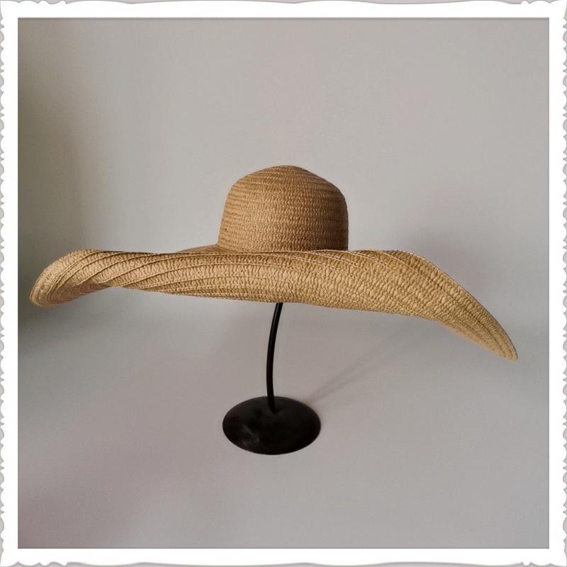 CM oversized brim braided hat women's spring and summer versatile beach hat vacation sun hat sun hat