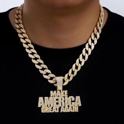 Men'S Hip Hop, Full Diamond Letter Splicing Pendant Necklace Cool Punk Chain Accessories