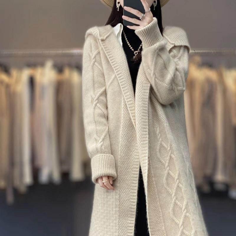 Autumn Winter Women's Cardigan Long Sleeve Sweater Coat Loose Warm Cashmere Knitwear Fashion Female Long Coat