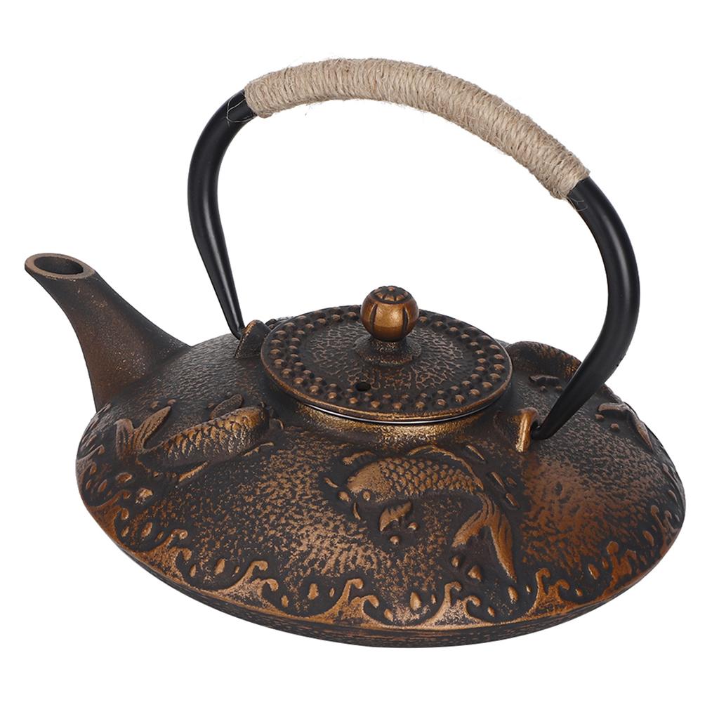 0.9L Retro Iron Elegant Kettle Household Handle Water Tea Pot Collection with Lid