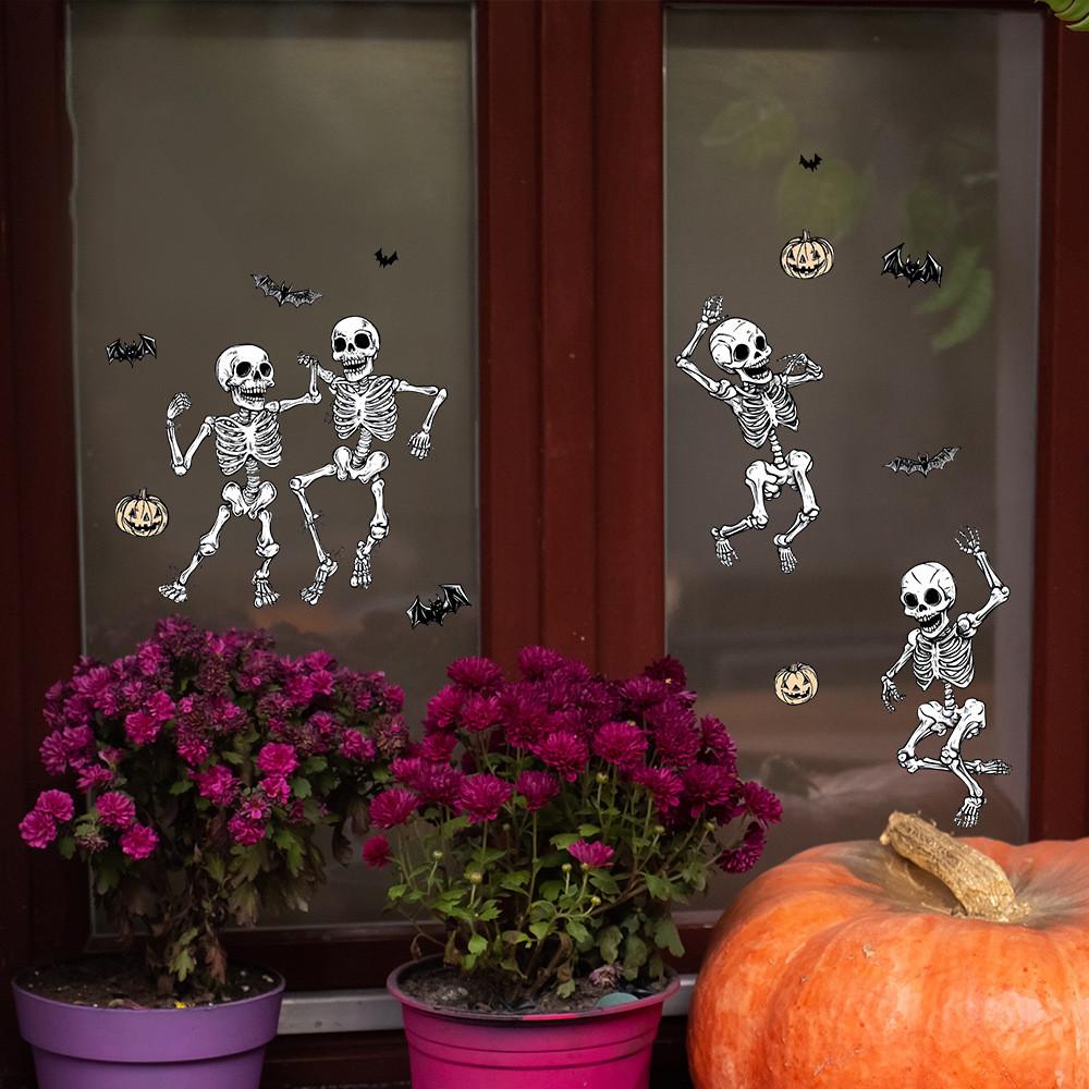 Uv Halloween Static Glueless Pvc Bat Skeleton Home Decoration Stickers Wall