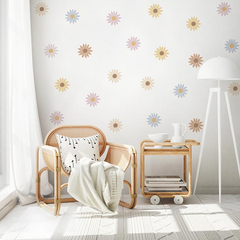 Flower Wall Stickers Bohemian Style Cute Daisy Decals Fashion Home Decor Flower Stickers For Bathrooms Kitchens Bedrooms Nursery